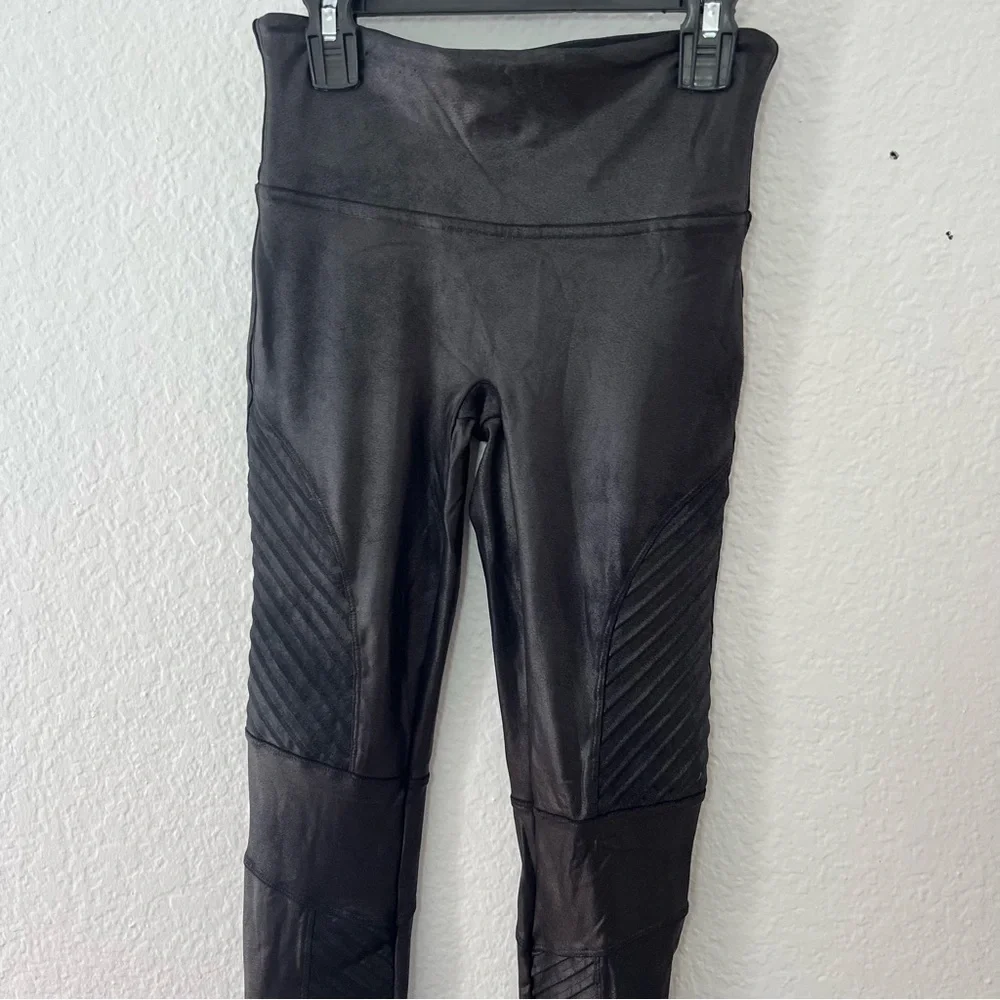 Spanx Faux Leather Moto Leggings Black Size Small - Picture 4 of 11